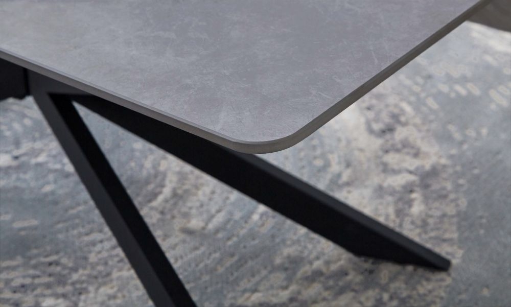 Product photograph of Azzurra Sintered Stone Grey Dining Table 160cm-200cm Seats 6 To 8 Diners Extending Rectangular Top With Black Metal Spider Legs from Choice Furniture Superstore.