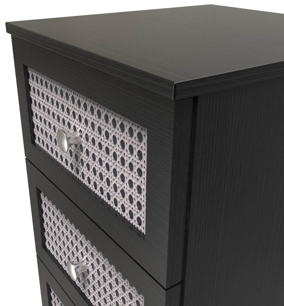 Product photograph of Rattan Black Ash 3 Drawer Bedside Cabinet from Choice Furniture Superstore.