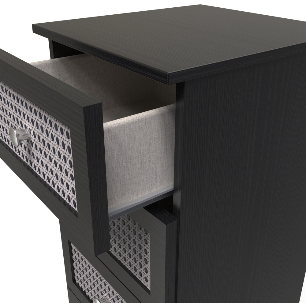 Product photograph of Rattan And Black 4 Drawer Chest from Choice Furniture Superstore.