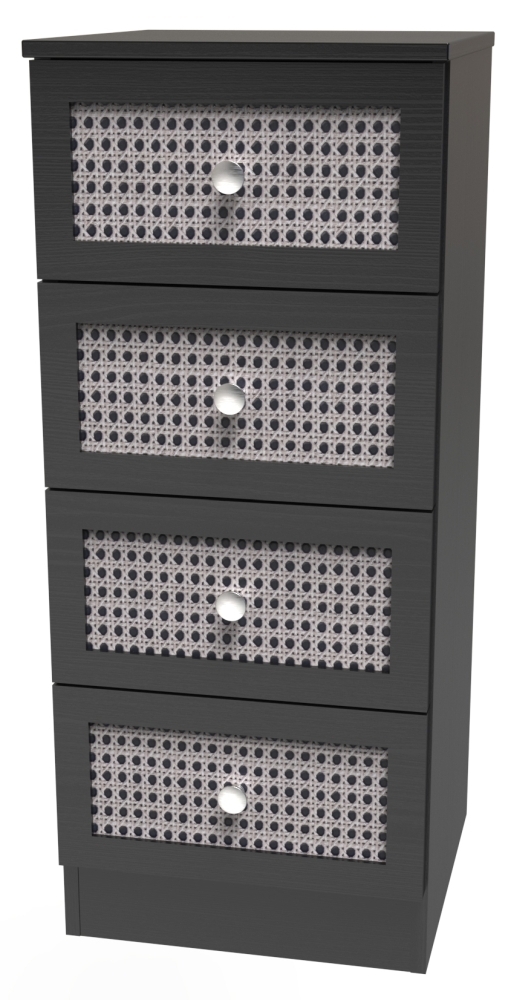 Product photograph of Rattan And Black 4 Drawer Chest from Choice Furniture Superstore.