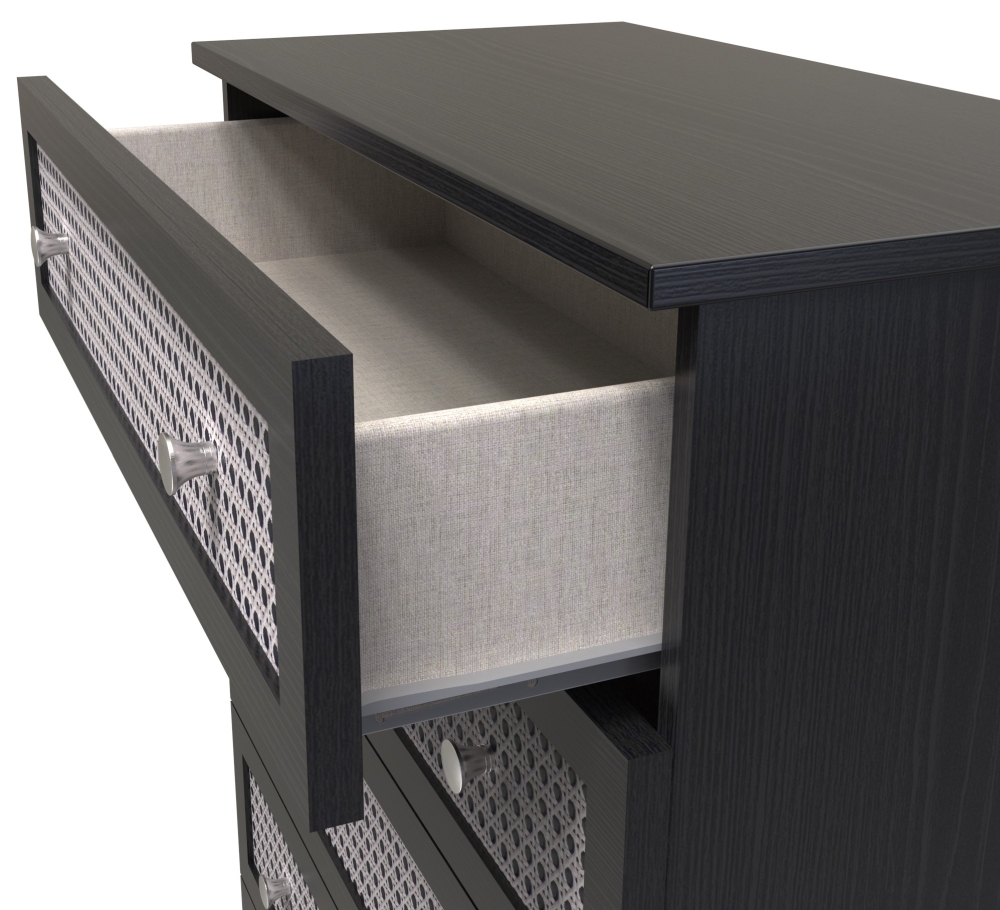 Product photograph of Rattan And Black 5 Drawer Chest from Choice Furniture Superstore.