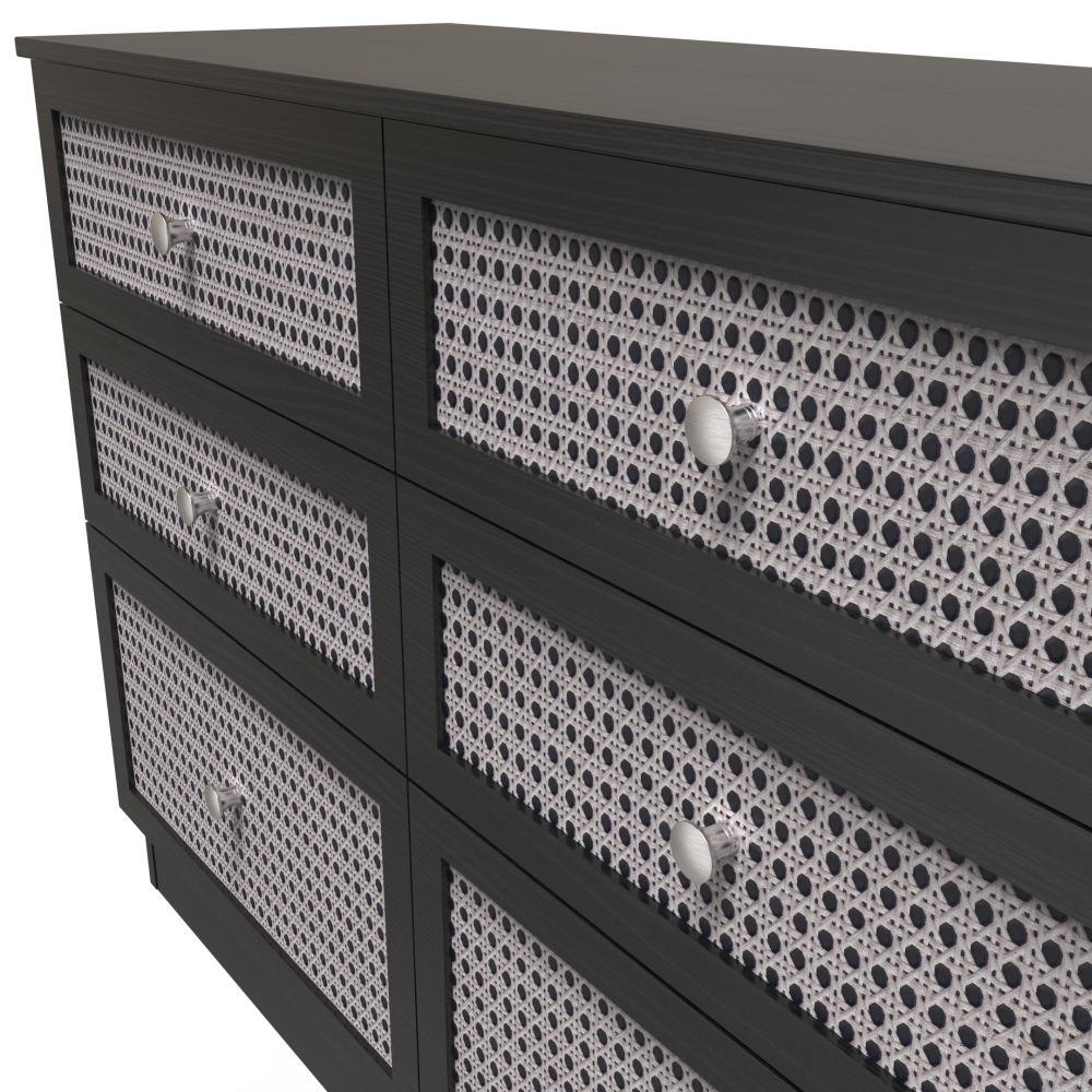 Product photograph of Rattan Black Ash 6 Drawer Midi Chest from Choice Furniture Superstore.
