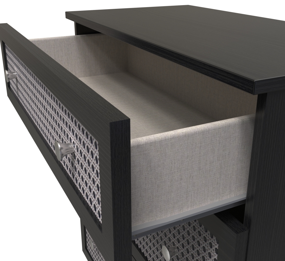 Product photograph of Rattan And Black 3 Drawer Deep Chest from Choice Furniture Superstore.