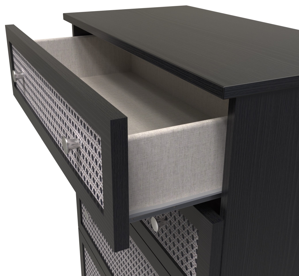 Product photograph of Rattan And Black 4 Drawer Deep Chest from Choice Furniture Superstore.