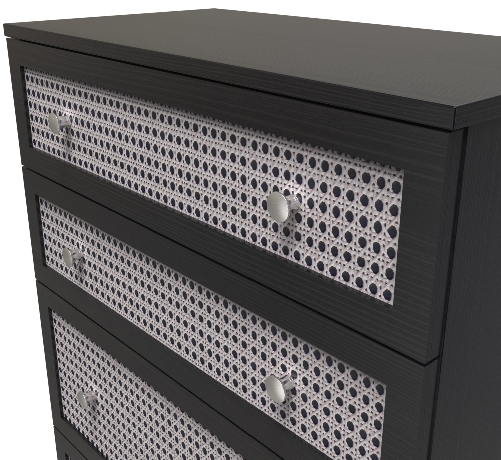Product photograph of Rattan And Black 4 Drawer Deep Chest from Choice Furniture Superstore.