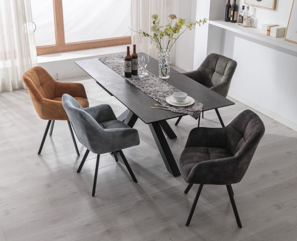Product photograph of Jade Dining Armchair Velvet Fabric Upholstered Sold In Pairs from Choice Furniture Superstore.