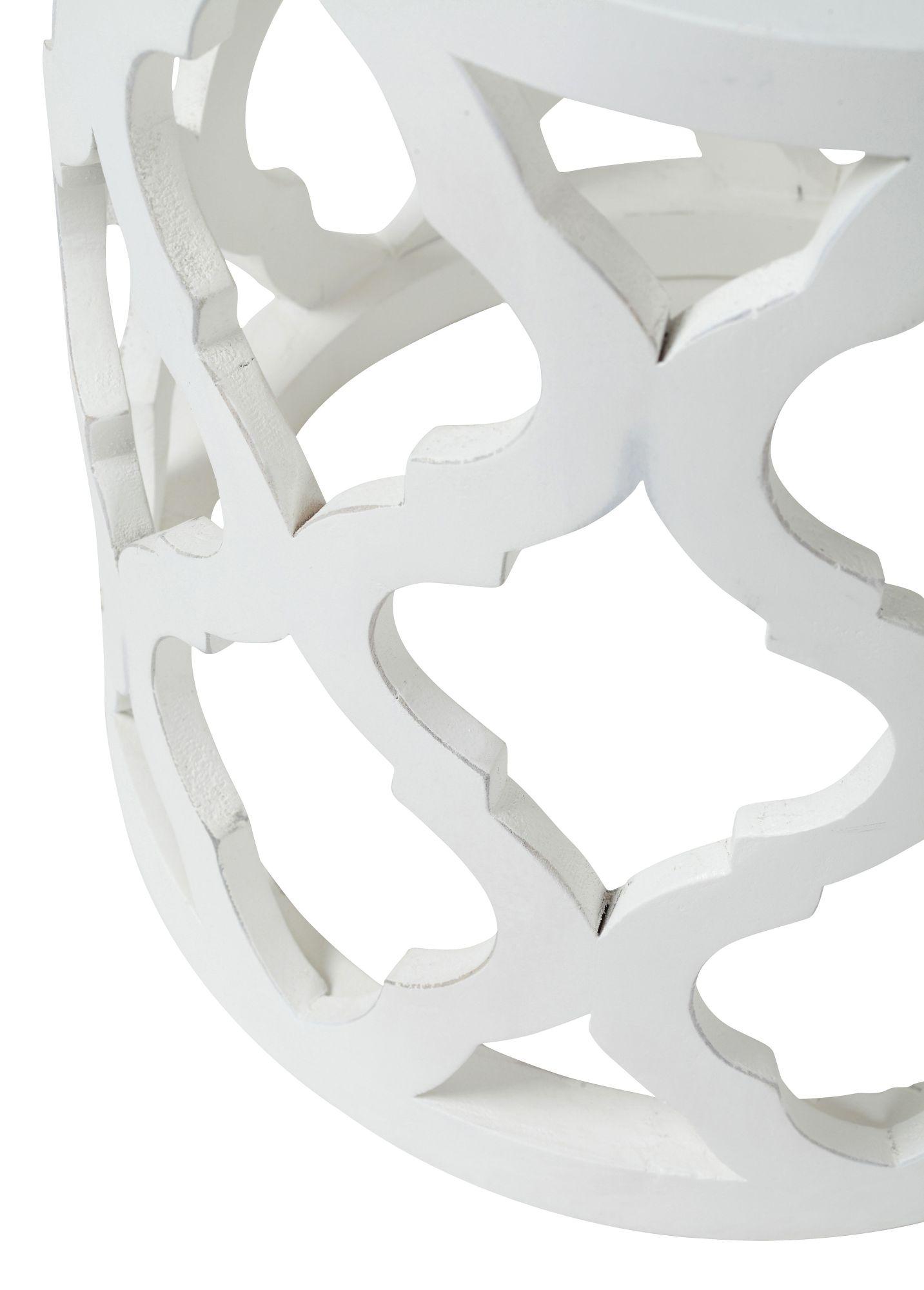 Product photograph of Boho White Carved Wooden Round Lamp Table from Choice Furniture Superstore.