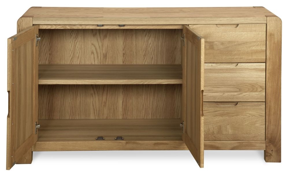 Product photograph of Brice Oak Medium Sideboard 140cm W With 2 Doors And 3 Drawers from Choice Furniture Superstore.