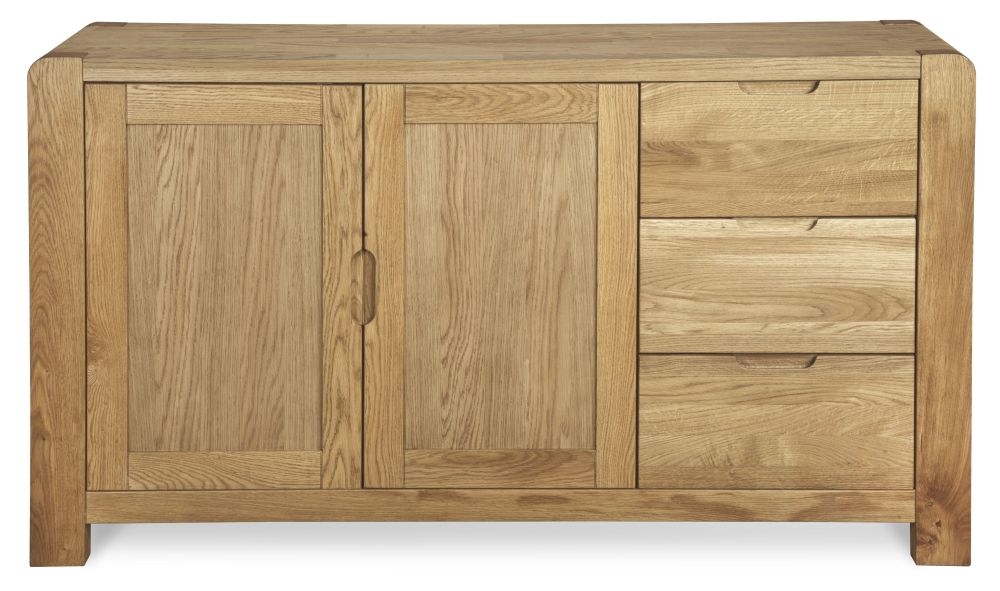 Product photograph of Brice Oak Medium Sideboard 140cm W With 2 Doors And 3 Drawers from Choice Furniture Superstore.