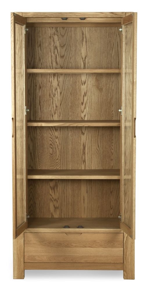 Product photograph of Brice Oak Display Unit - 2 Doors 1 Drawer from Choice Furniture Superstore.