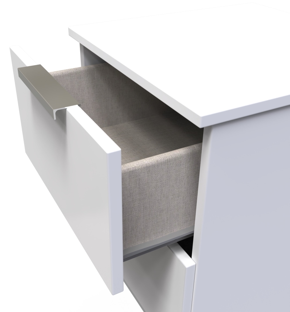 Product photograph of Plymouth White Gloss 2 Drawer Bedside Cabinet from Choice Furniture Superstore.