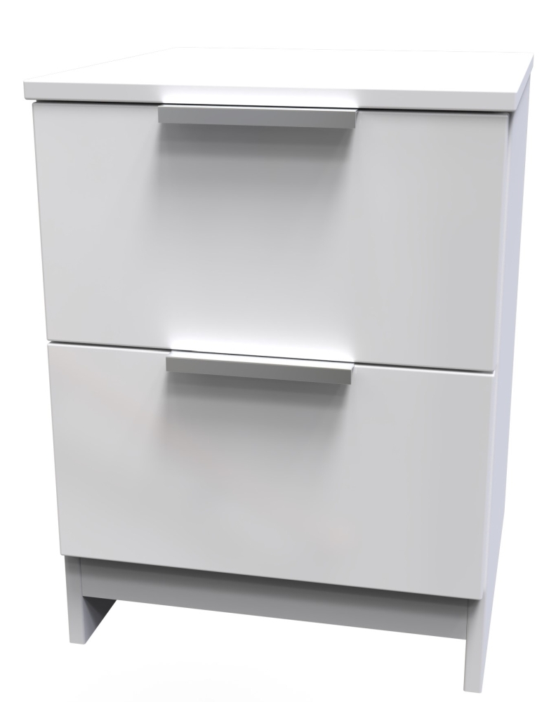 Product photograph of Plymouth White Gloss 2 Drawer Bedside Cabinet from Choice Furniture Superstore.