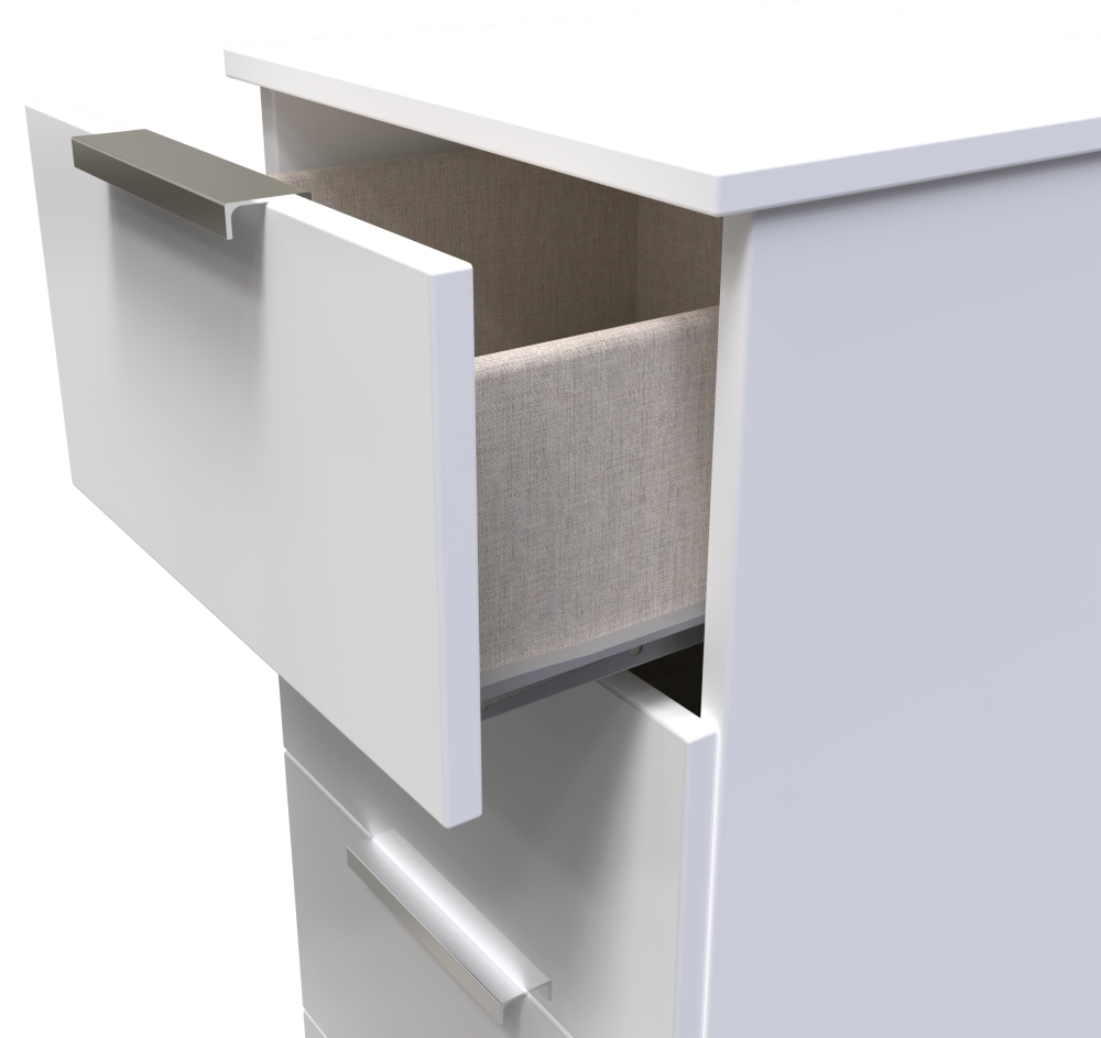 Product photograph of Plymouth White Gloss 4 Drawer Narrow Chest from Choice Furniture Superstore.