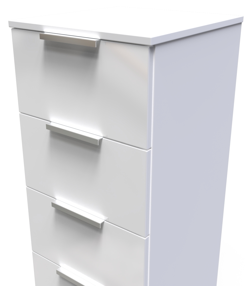 Product photograph of Plymouth White Gloss 4 Drawer Bedside Cabinet from Choice Furniture Superstore.