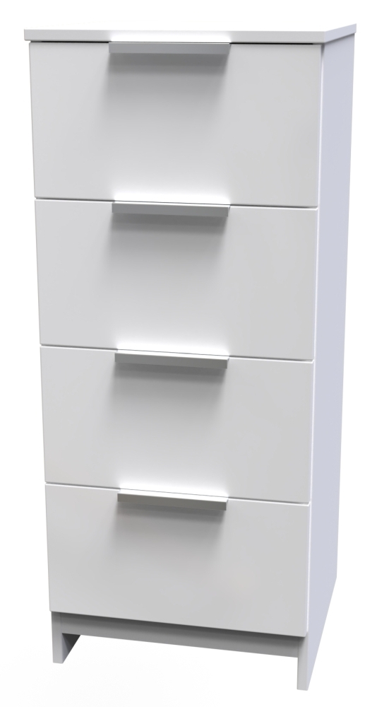 Product photograph of Plymouth White Gloss 4 Drawer Bedside Cabinet from Choice Furniture Superstore.