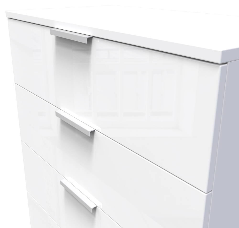 Product photograph of Plymouth White Gloss 4 Drawer Chest from Choice Furniture Superstore.