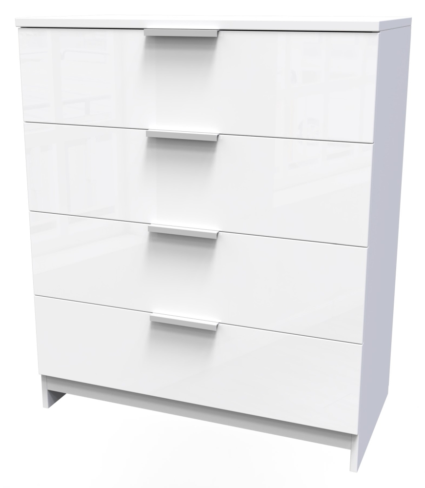Product photograph of Plymouth White Gloss 4 Drawer Chest from Choice Furniture Superstore.