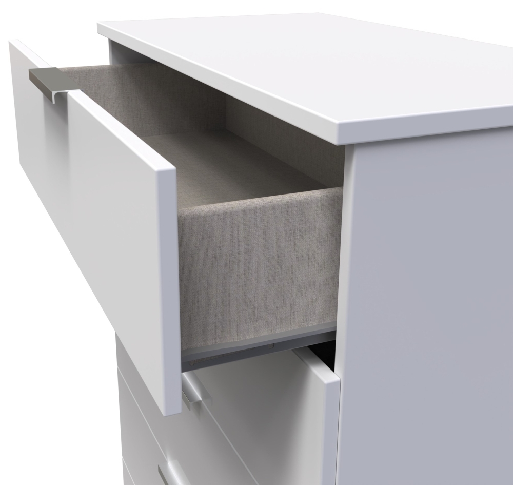 Product photograph of Plymouth White Gloss 5 Drawer Chest from Choice Furniture Superstore.