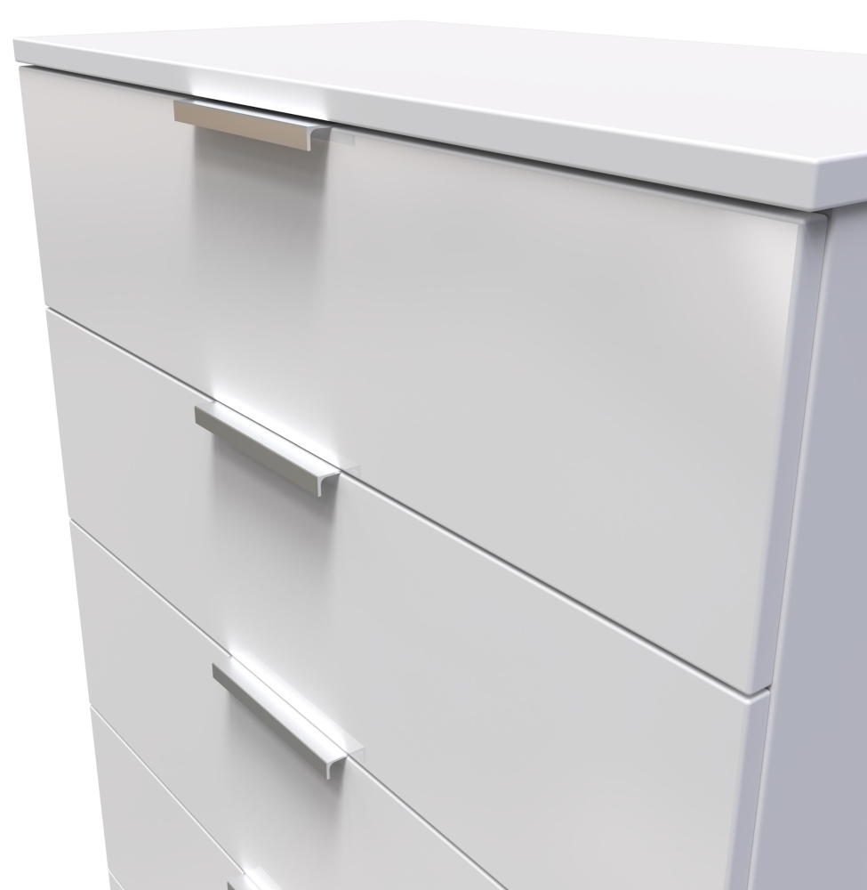 Product photograph of Plymouth White Gloss 5 Drawer Chest from Choice Furniture Superstore.