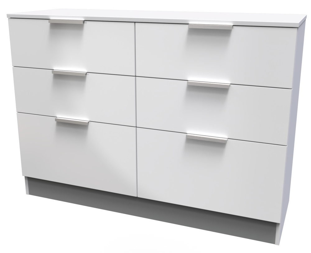 Product photograph of Plymouth White Gloss 6 Drawer Midi Chest from Choice Furniture Superstore.