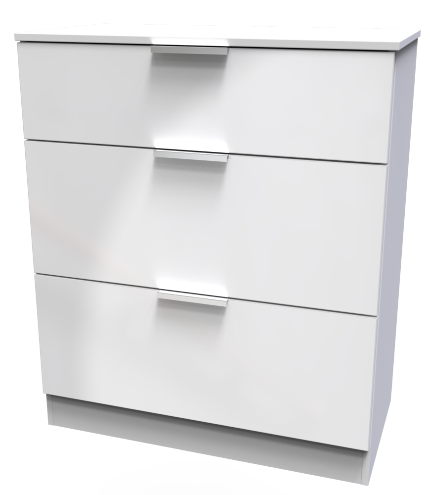 Product photograph of Plymouth White Gloss 3 Drawer Deep Chest from Choice Furniture Superstore.