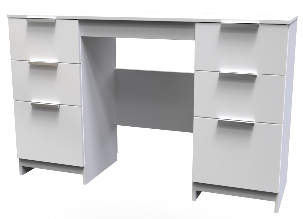 Product photograph of Plymouth White Gloss Double Pedestal Dressing Table from Choice Furniture Superstore.