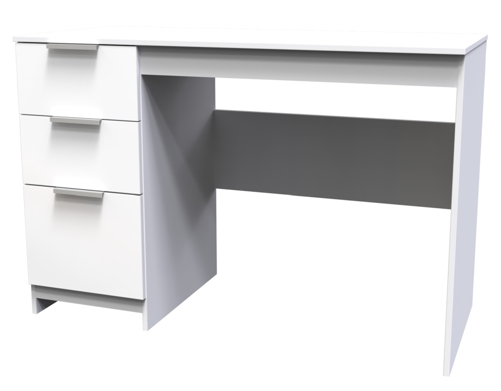 Product photograph of Plymouth White Gloss 3 Drawer Desk from Choice Furniture Superstore.
