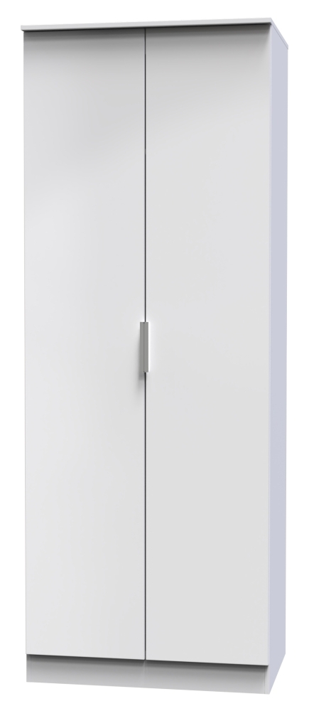 Product photograph of Plymouth White Gloss 2 Door Tall Plain Wardrobe from Choice Furniture Superstore.