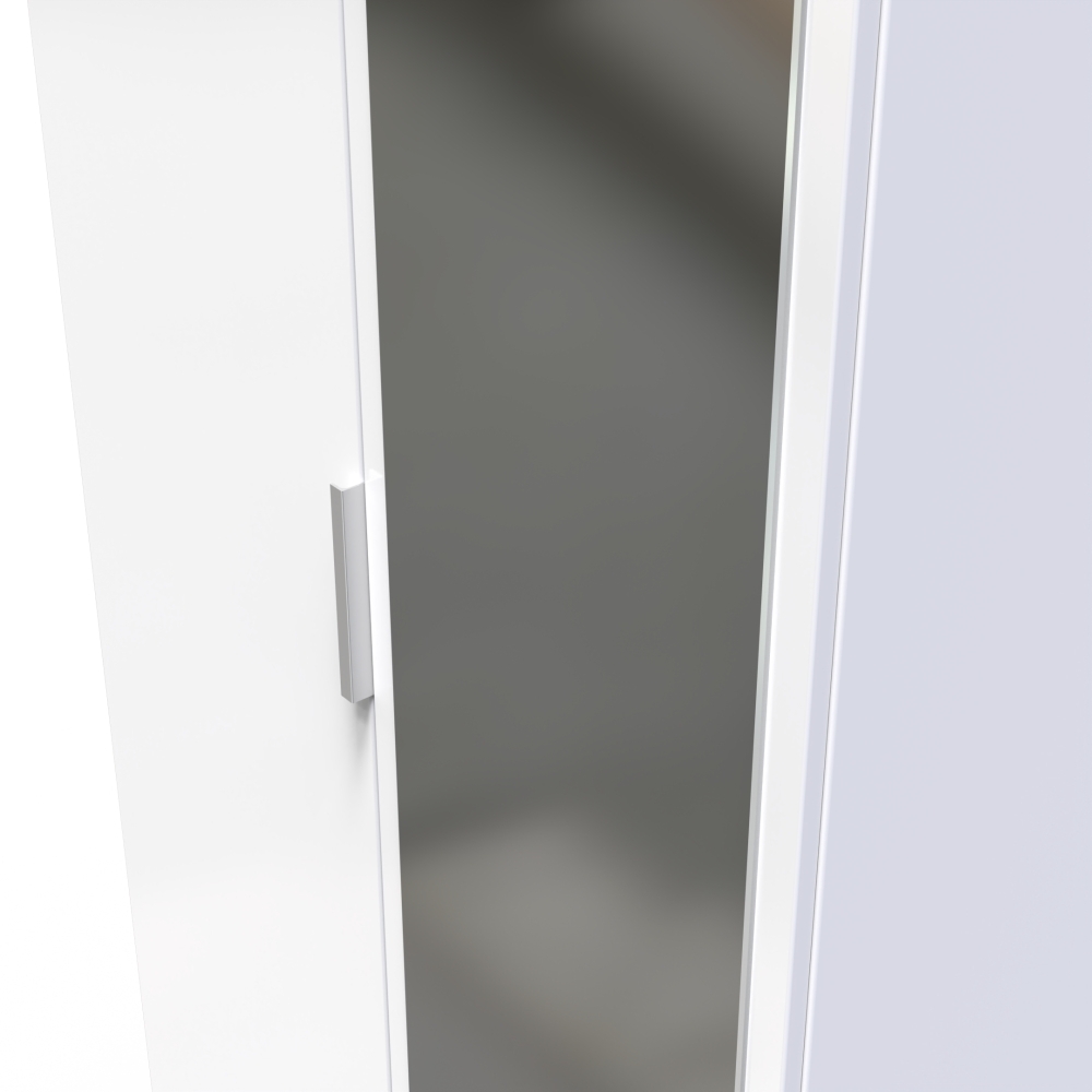 Product photograph of Plymouth White Gloss 2 Door Tall Wardrobe - 1 Mirror from Choice Furniture Superstore.