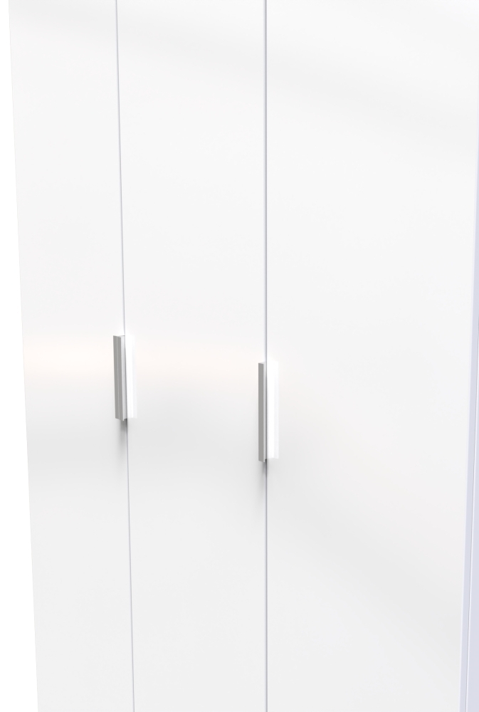 Product photograph of Plymouth White Gloss 3 Door Tall Triple Wardrobe from Choice Furniture Superstore.