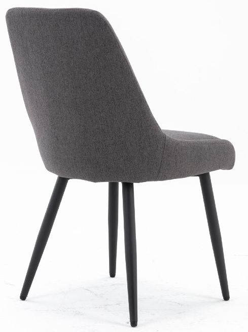 Noah Dining Chair, Velvet Fabric Upholstered with Round Black Metal Legs (Sold in Pairs)