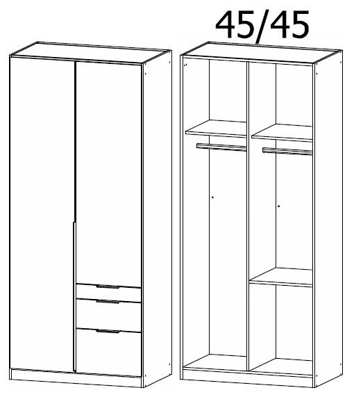 Product photograph of Rauch Alabama 91cm Metallic Grey 2 Door Wardrobe With Drawers from Choice Furniture Superstore.