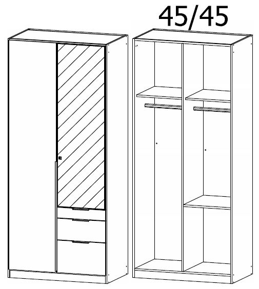 Product photograph of Rauch Alabama 91cm Silk Grey 2 Door Combi Wardrobe from Choice Furniture Superstore.