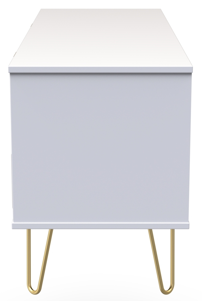 Product photograph of Cube White Bed Box With Gold Hairpin Legs from Choice Furniture Superstore.