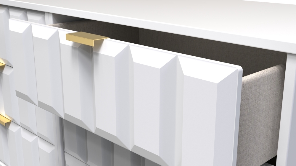 Product photograph of Cube White 6 Drawer Midi Chest With Gold Hairpin Legs from Choice Furniture Superstore.