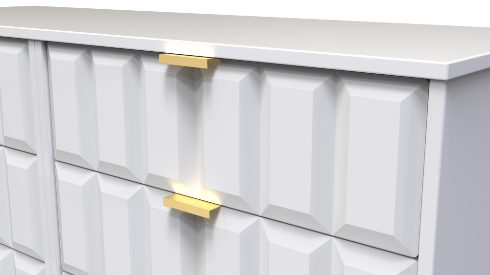 Product photograph of Cube White 6 Drawer Midi Chest With Gold Hairpin Legs from Choice Furniture Superstore.