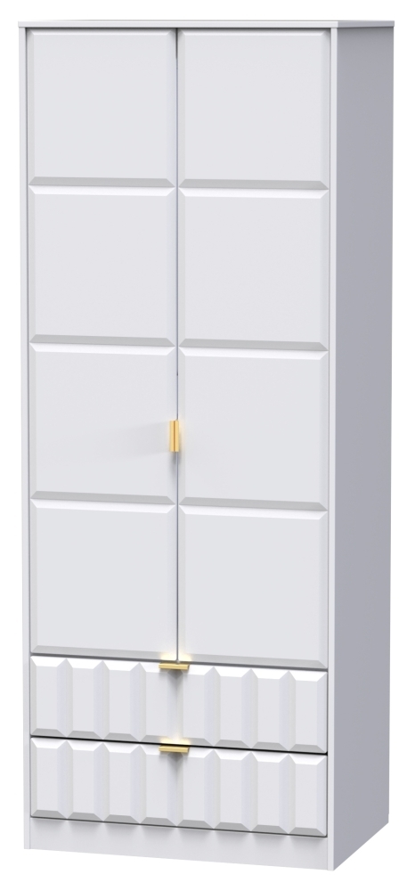 Product photograph of Cube White Matt 2 Drawer Wardrobe from Choice Furniture Superstore.