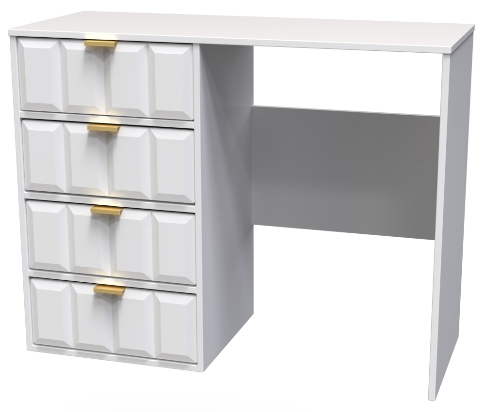 Product photograph of Cube White Matt 4 Drawer Desk from Choice Furniture Superstore.