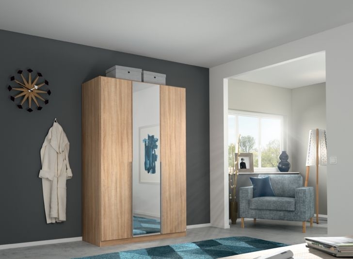 Product photograph of Alabama Sonoma Oak 3 Door Wardrobe With 1 Mirror Front - 136cm from Choice Furniture Superstore.