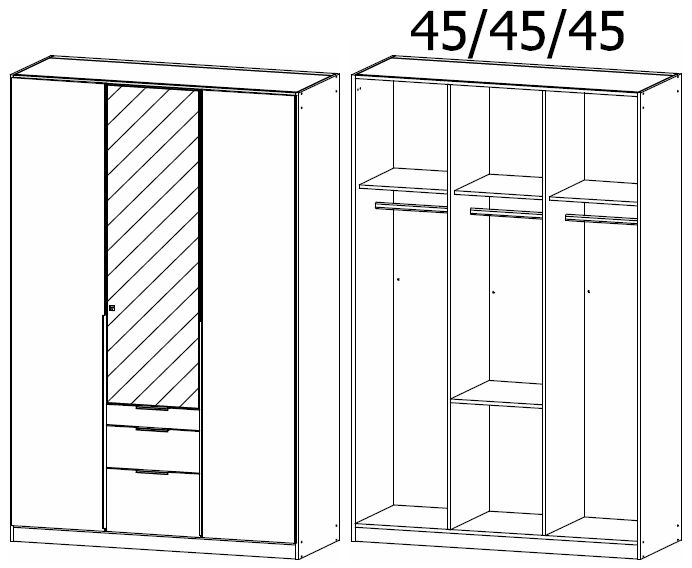 Product photograph of Rauch Alabama 136cm Metallic Grey 3 Door Combi Wardrobe from Choice Furniture Superstore.