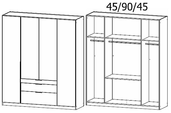 Product photograph of Rauch Alabama 181cm Oak 4 Door Wardrobe With Drawers from Choice Furniture Superstore.