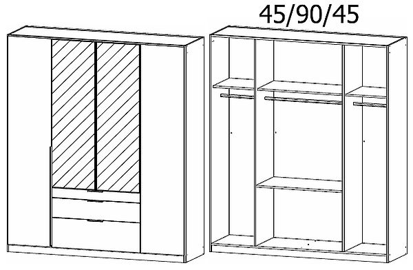 Product photograph of Alabama Metallic Grey 4 Door 3 Drawer Combi Wardrobe With 1 Mirror Front - 181cm from Choice Furniture Superstore.