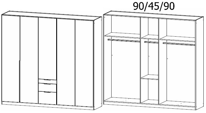 Product photograph of Alabama Metallic Grey 5 Door 3 Drawer Combi Wardrobe - 226cm from Choice Furniture Superstore.