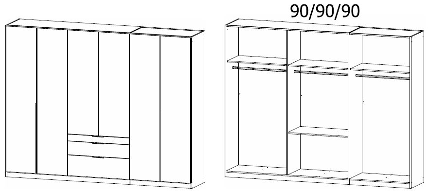 Product photograph of Rauch Alabama 271cm Oak 6 Door Wardrobe With Drawers from Choice Furniture Superstore.