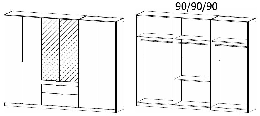 Product photograph of Rauch Alabama 271cm Oak 6 Door Combi Wardrobe from Choice Furniture Superstore.