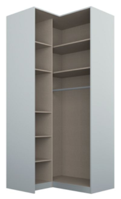 Product photograph of Alabama Silk Grey 2 Door Corner Wardrobe With Mirror Front - 100cm from Choice Furniture Superstore.