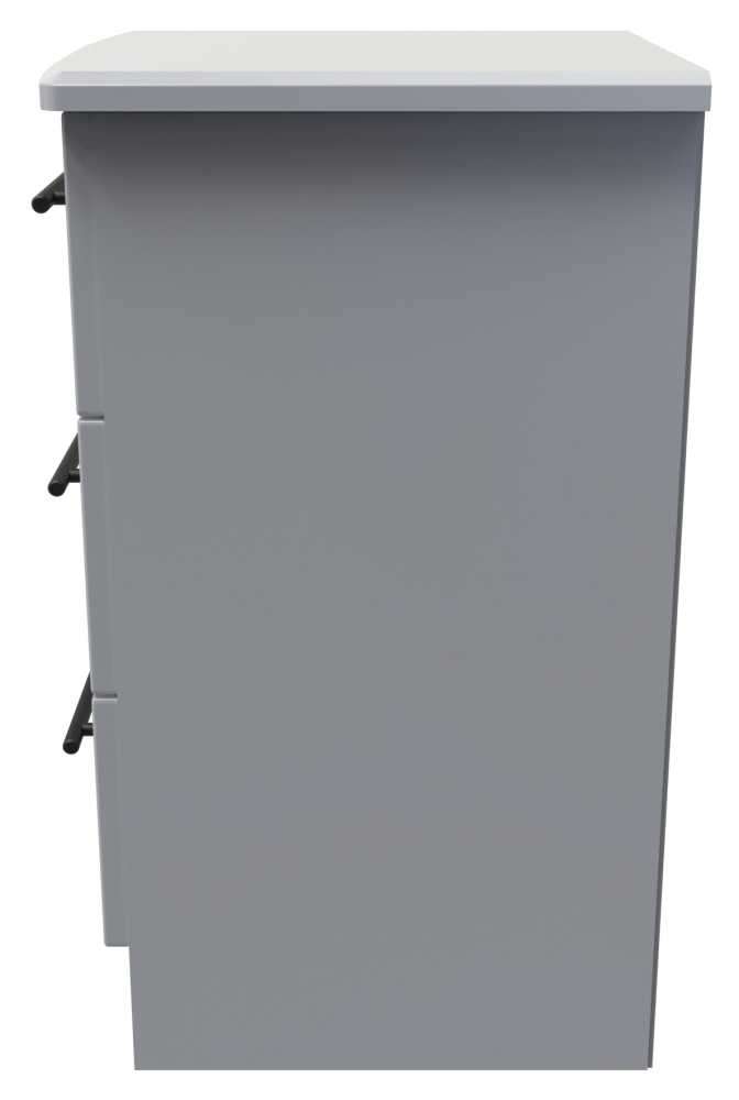 Product photograph of Beverley Dusk Grey 3 Drawer Bedside Cabinet from Choice Furniture Superstore.