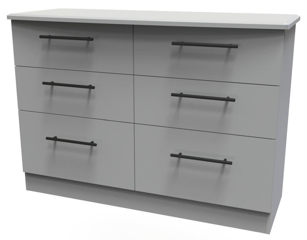 Product photograph of Beverley Grey 6 Drawer Midi Chest from Choice Furniture Superstore.