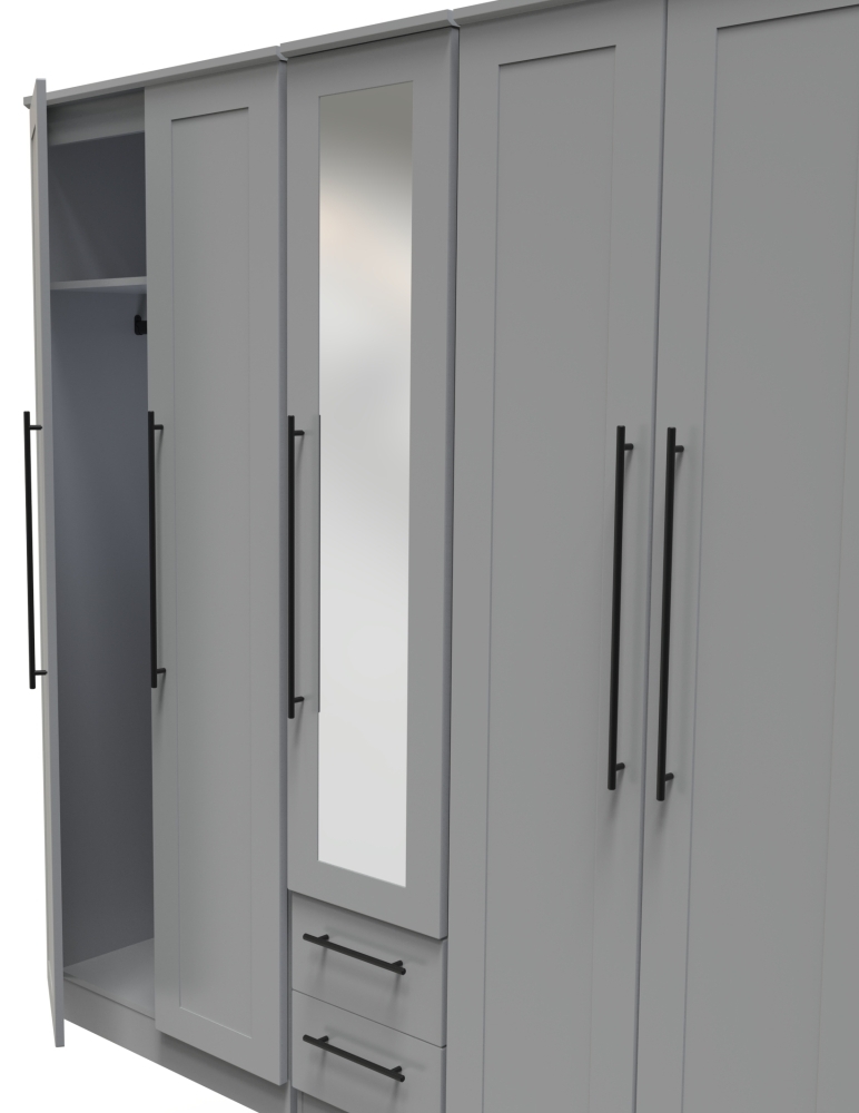 Product photograph of Beverley 5 Door Tall Mirror Combi Wardrobe from Choice Furniture Superstore.
