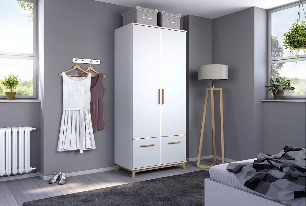Product photograph of Carlsson Alpine White 2 Door 2 Drawer Combi Wardrobe - 92cm from Choice Furniture Superstore.